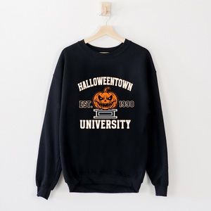 Halloweentown University Halloween Sweater Crewneck Black Unisex Sizes NWT
